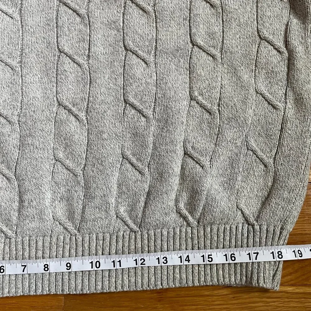 Vintage GANT USA Grey Cable Knit Sweater - Old Money Aesthetic L